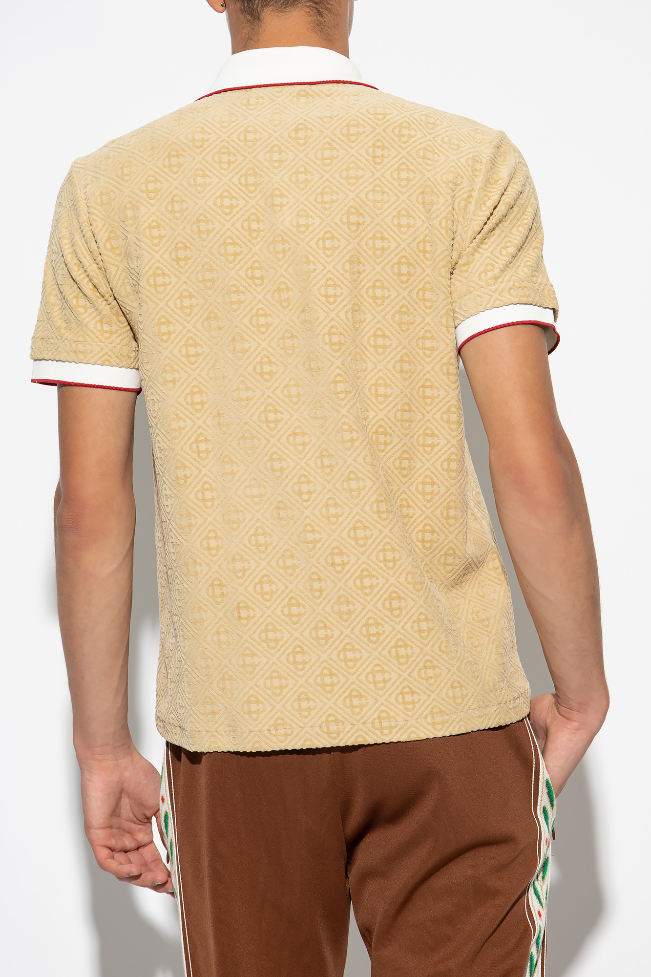 Beige Polo shirt with velvet pattern Casablanca